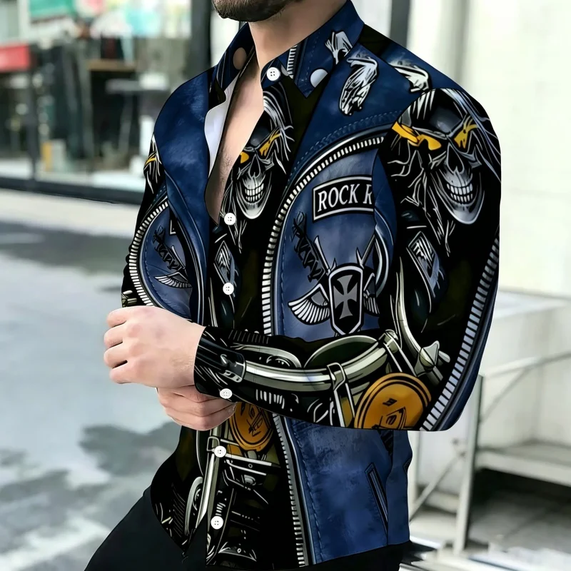 2026 New Men's Shirt Personalized Printed Long Sleeve Shirt High Quality Men's Shirt Trendy Men's Business Casual Versatile Top