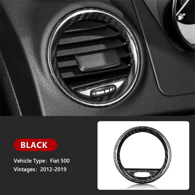 

2012-2015 For Fiat 500 Left Side Air Outlet Frame Conditioning Panel Circle Genuine Carbon Fiber 3D Decoration Sticker
