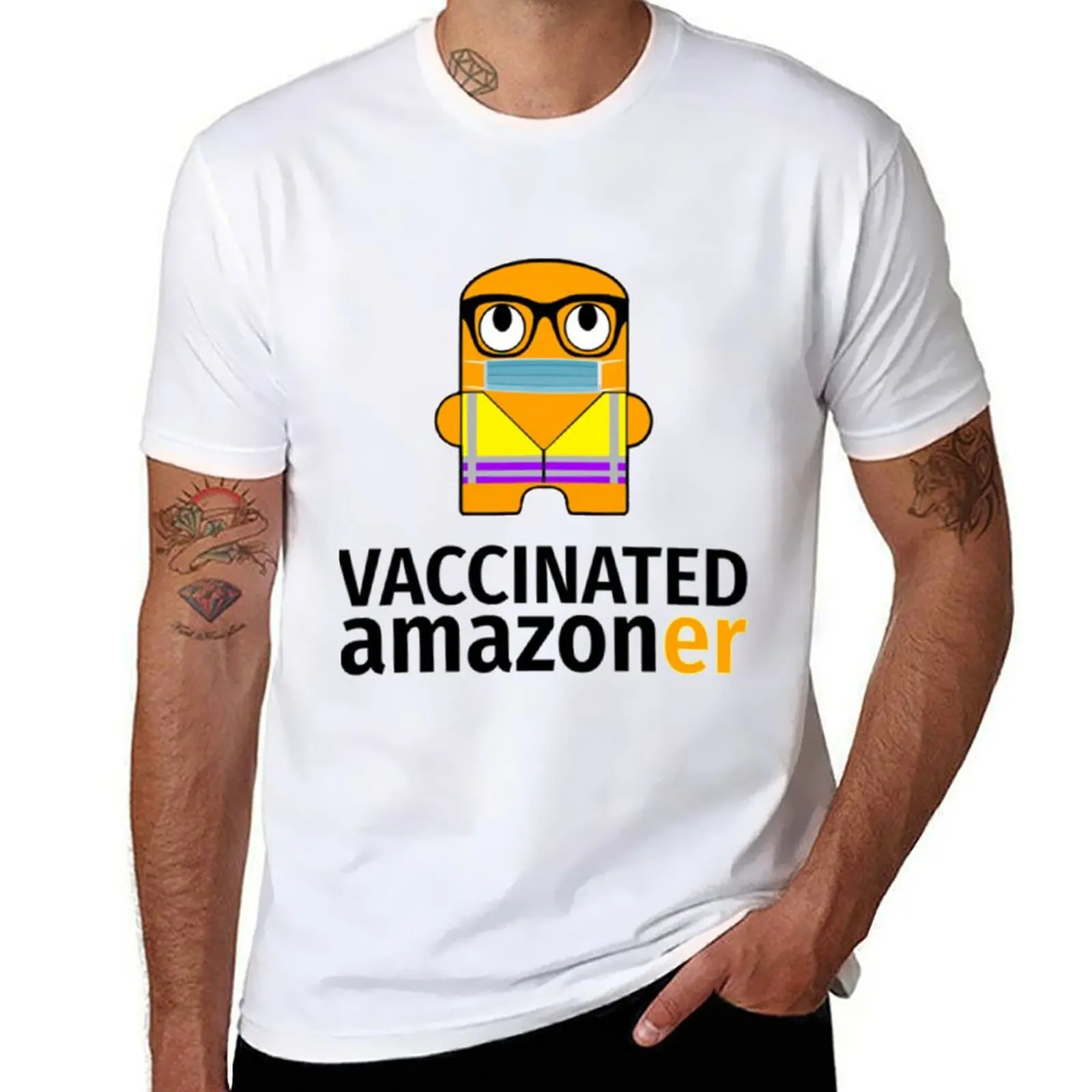 

Vaccinated Masked Amazon Employee T-Shirt funny t shirts cotton man t shirt summer T-Shirt