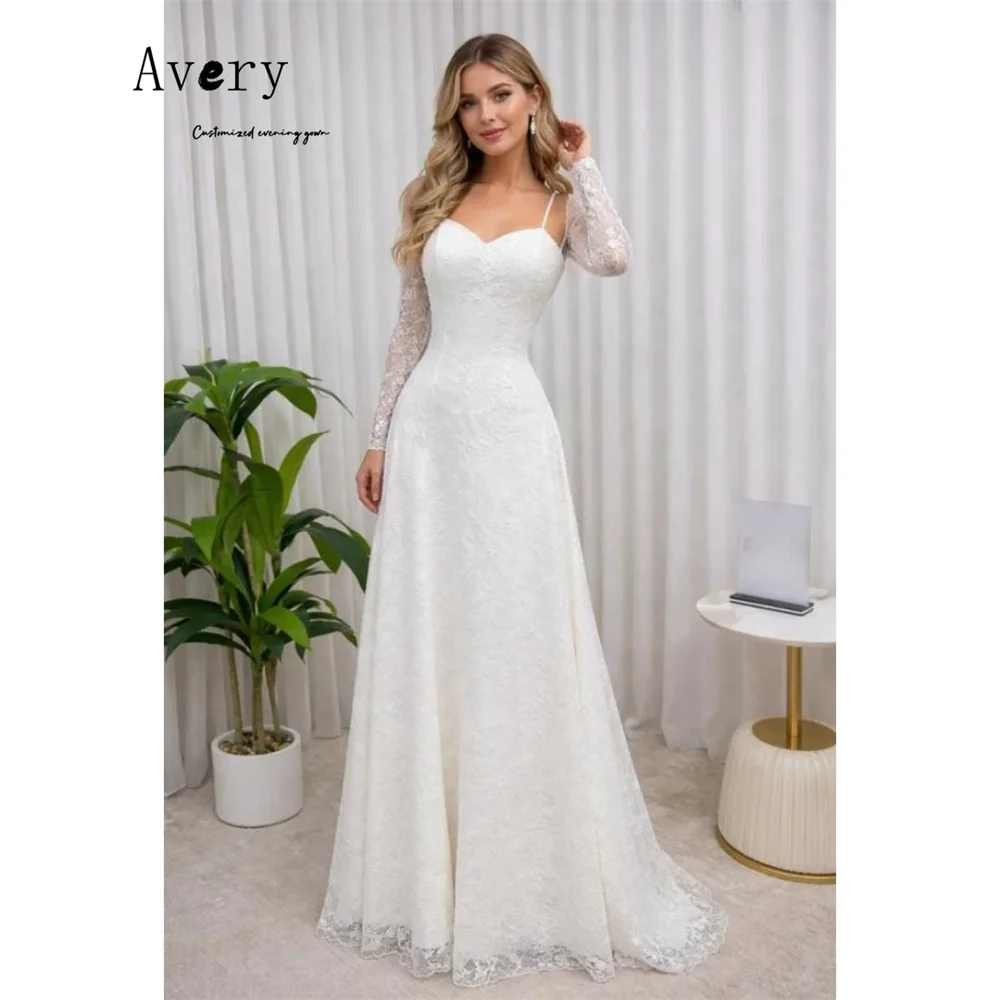 

Элегантное вечернее женское платье Avery Custom A-line с кружевом, вырезом «сердечко» и тонкими бретелями, роскошное праздничное платье, выпускное платье 2026