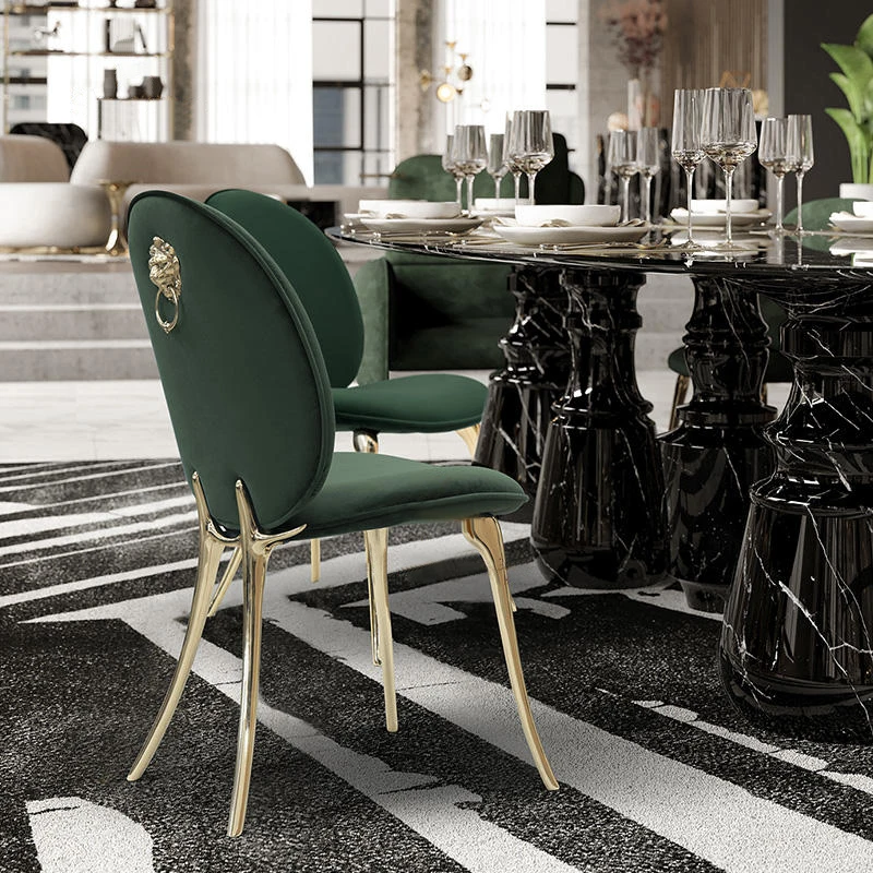 &c Modern Luxurious Contemporary Design Dining Room Furniture Elegant Copper Legs Velvet Light Dining Chairs