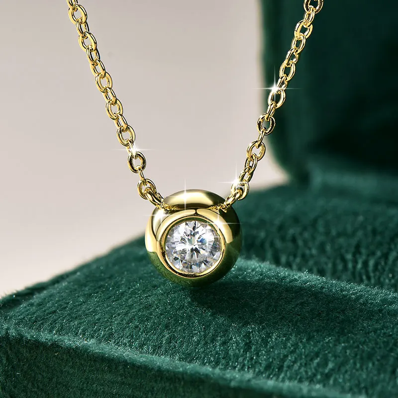 Women's Moissanite Necklace, 14K Gold Filled Bubble Design