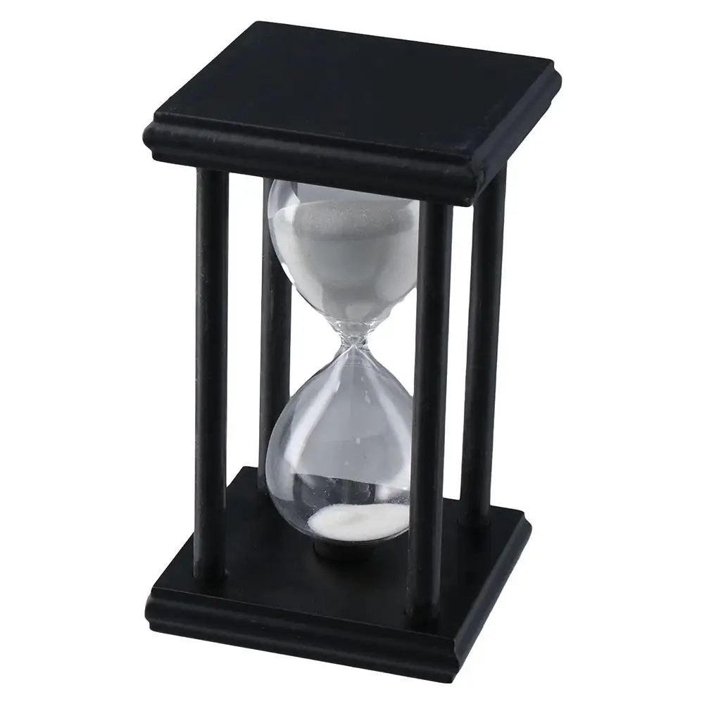 Large 30 Minutes Hourglass Sand Timer Black Wooden Vintage Sand Clock White Sand Sandglass Timer Office