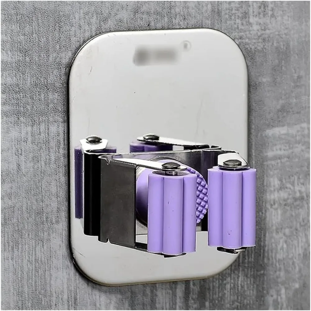 

Stainless Steel Wall-Mounted Broom and Mop Holder, Snap Design Storage Rack for Cleaning Tools, Suitable for School and Hotel Us