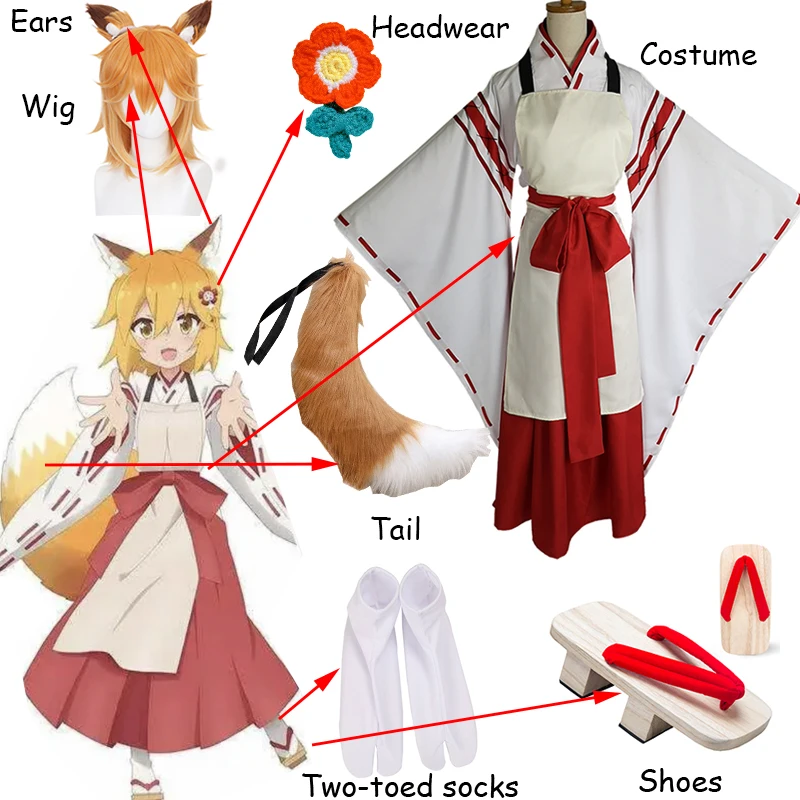 Anime pomocny Fox Senko San Sewayaki Kitsune No senko-san przebranie na karnawał jednolite Halloween wykonane na zamówienie