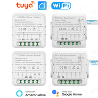 1/2/3/4 Gang Tuya WiFi Smart Switch 2-Way Control DIY Mini Breaker Switch Module Voice Works with Alexa Google Smart Life APP