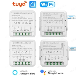 1/2/3/4 Gang Tuya WiFi Smart Switch 2-Way Control DIY Mini Breaker Switch Module Voice Works with Alexa Google Smart Life APP