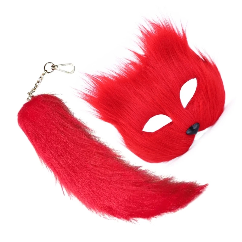 Masque queue Therian pour femmes filles, chats pelucheux, renards, masque loup, porte-clés, cosplay, Costume livraison