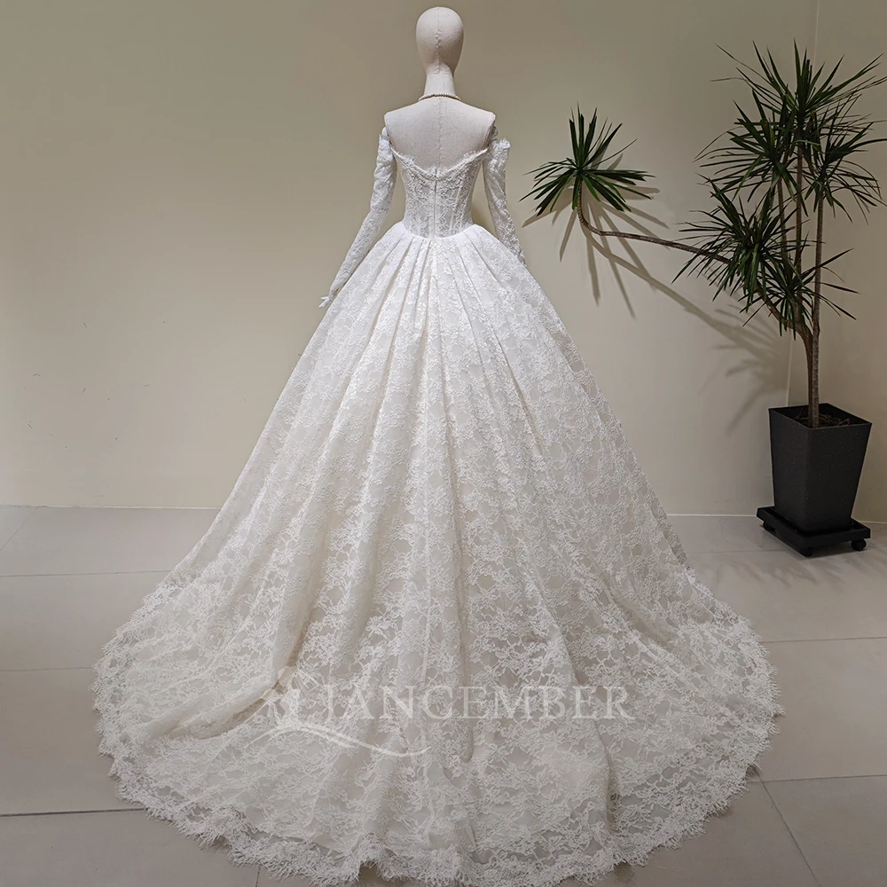 Exquisite Wedding Dresses For Women 2026 Ball Gown Full Sleeves Organza Floor-Length Customized Backless Vestido De Novia