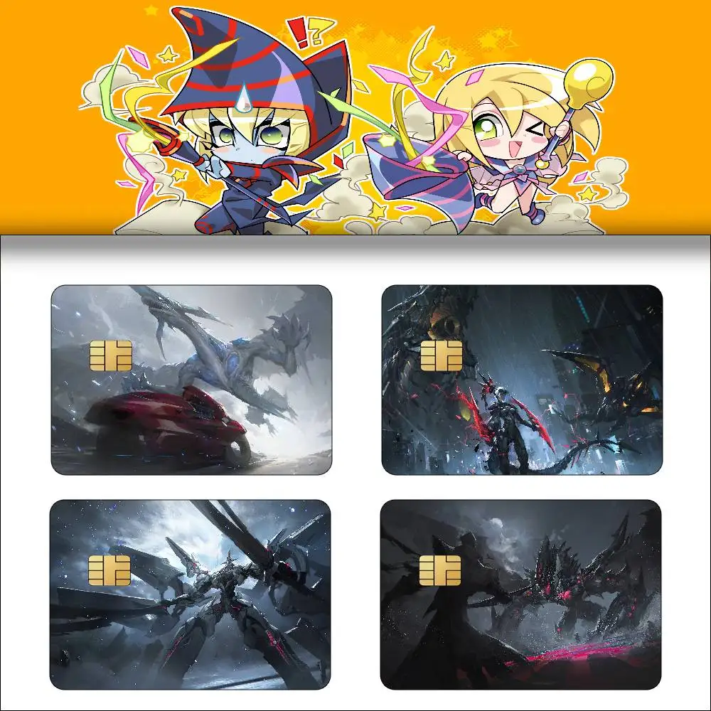 Anime Yu-Gi-Oh! Cartoon 4pcs 1Set Credit Card Skin Stickers For Bank Card Bus Metro Card Sticker Waterproof Women Gift