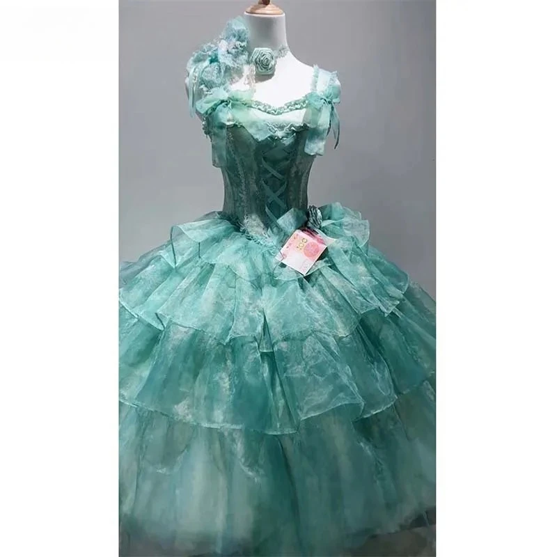 ชุดราตรีสีเขียวสไตล์โลลิต้าเอวสูงทรงเข้ารูปยาวสำหรับงานเลี้ยงวันเกิดฤดูร้อน สาวหวานสไตล์นางฟ้าพร้อมโบว์เจ้าหญิงสุดน่ารัก