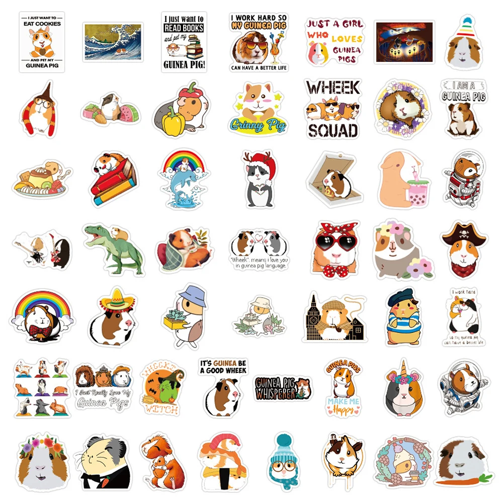 10/30/50/100PCS Kawaii Guinea Pig Cartoon Stickers Animals Graffiti Decals DIY Laptop Suitcase Guitar Travel Sticker Kids Toys