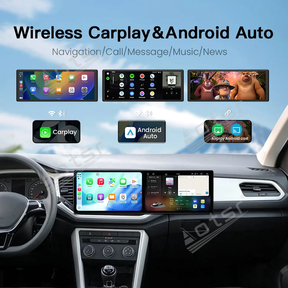 Dual 10.1 Inch Screen Car Radio With Carplay GPS Navigation For Volkswagen T-ROC 2018-2022 Multimedia Head Unit Accessory