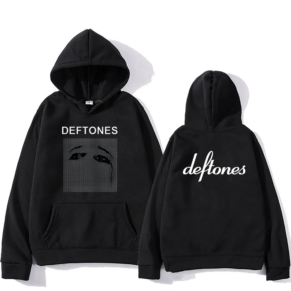 Deftones Skull Black Hoodie Men Women Vintage Around The Fur Adrenaline Band Merch Sweatshirt Long Sleeve Tops Hoodies Hip Hop