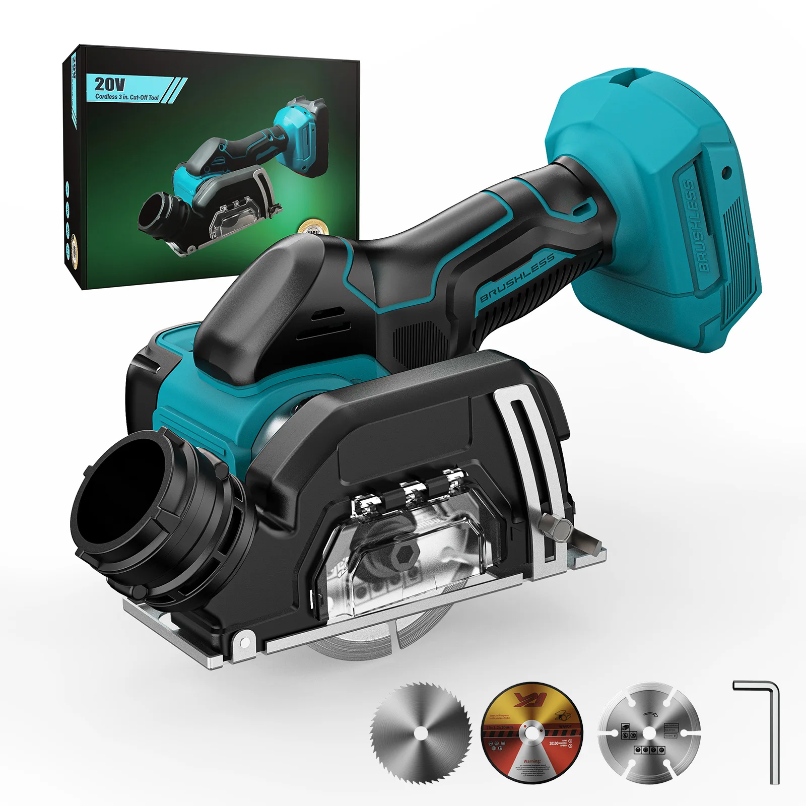 3 in 1 Tile Cutter 19500RPM Mini Angle Grinder 3 Inch Cut Off Tool With Dust Cover for Makita 18V Battery (No battery)