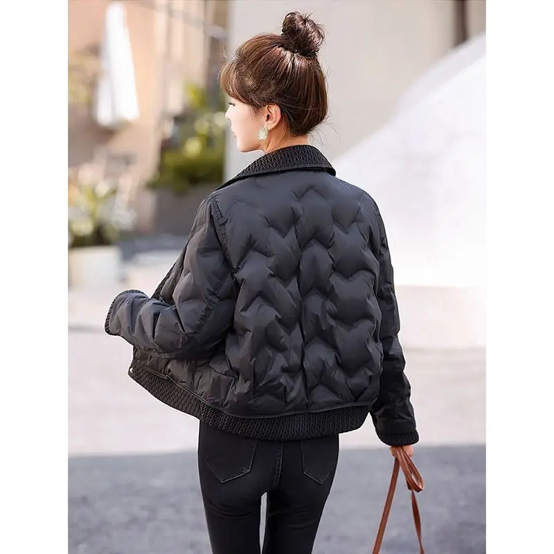 Women\'s Short 2024 New Small Fragrance High Fashion Slim Cotton-padded Jacket Solid Color Coat