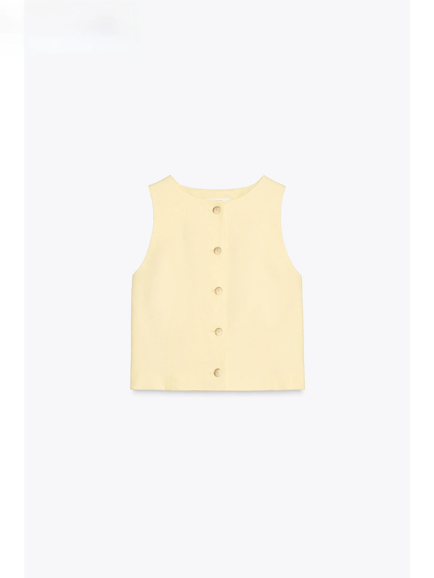 

ZAPRHA Summer 2025 Women's Lightweight Linen Blend Comfortable Svel round Ne Vest Tank Top ort Sle Single Button