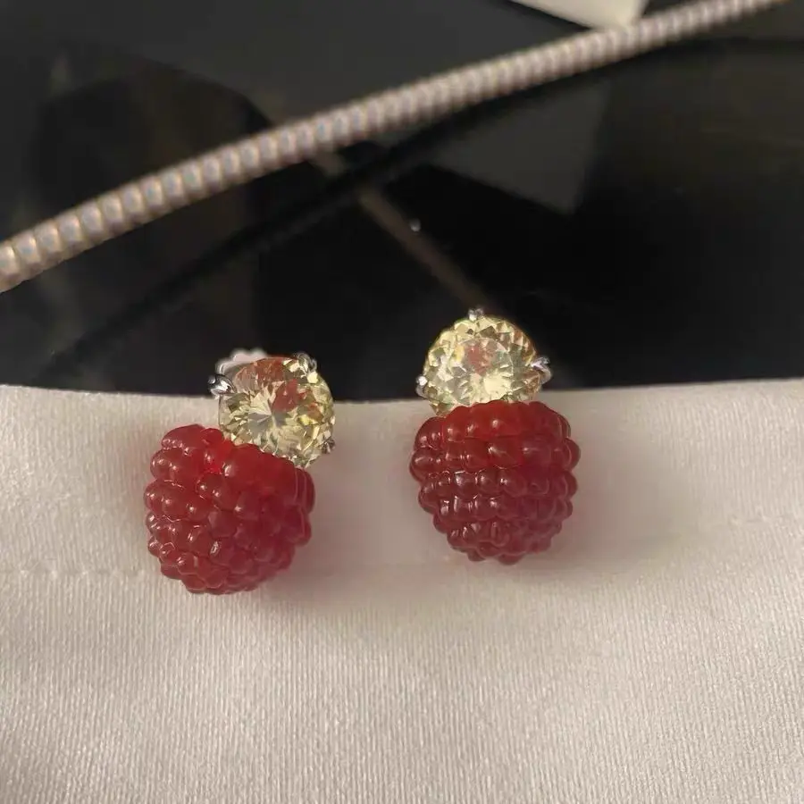 Raspberry Earrings Mulberry Berry Ear Nails Earrings for Women's Gifts Fashion Party Gifts