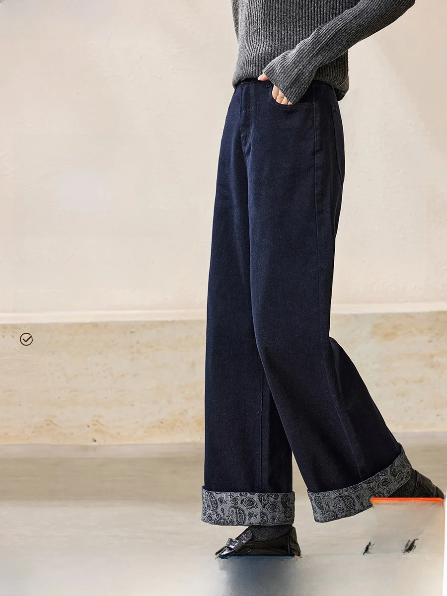 

Джинсы Mo Han с высокой талией, прямые, эластичные, женские, утягивающие, скрывающие бедра, удобные, для зимних поездок на работу