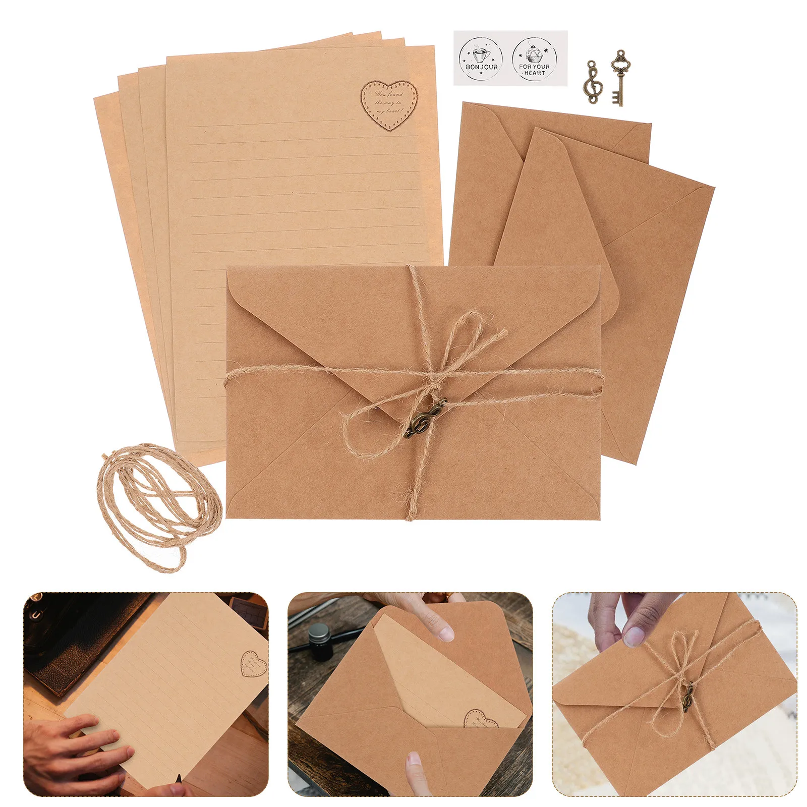 Letter Envelope Kraft - 2 Sets Briefpapier im Vintage-Stil, Notizbuch-Einlage,