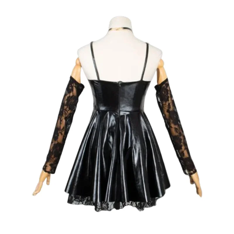 2025 yiyi death note traje misa amane cosplay conjunto completo roupas de couro sexy vestido renda suspender meias colar peruca h