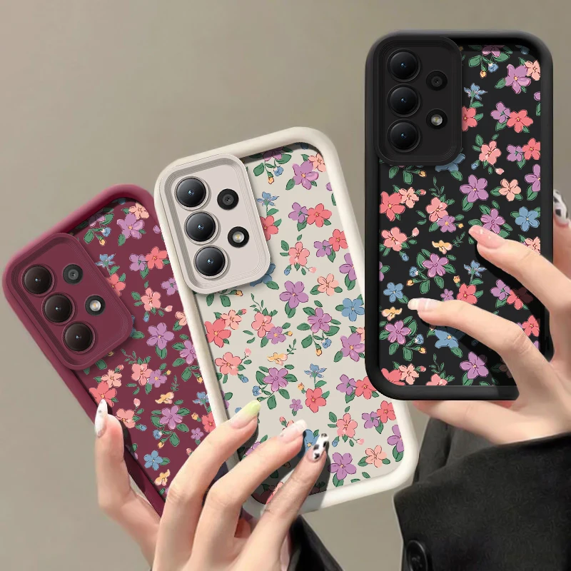 Shockproof Silicone Case For Samsung Galaxy A50 A30 A20 A20S A10S A06 A05 A04 A03 A03S Plant Flowers Painted Soft Phone Cover