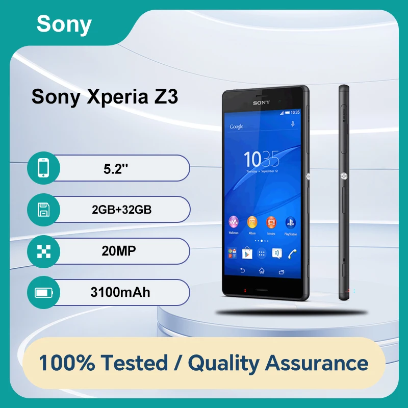 مفتوح الأصلي Sony Xperia Z3 4G D6603 NFC WLAN 16GB 3GB RAM 5.2 بوصة 20MP أندرويد 4.4.4 3100mAh