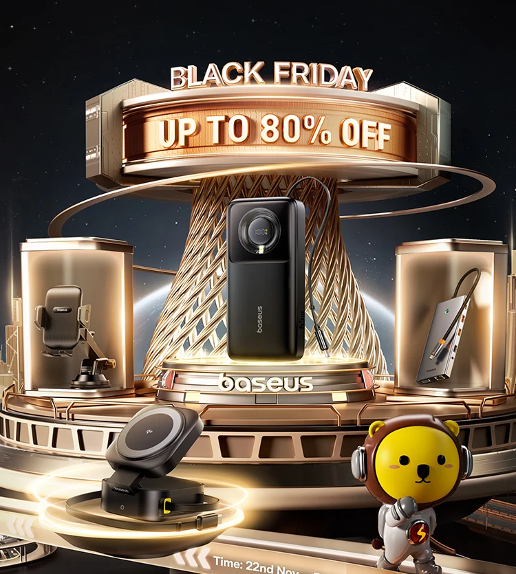 Baseus 2024 Black Friday On 22th-3rd Dec, Get Big Coupons UP TO 80% OFF, EXPECT MORE