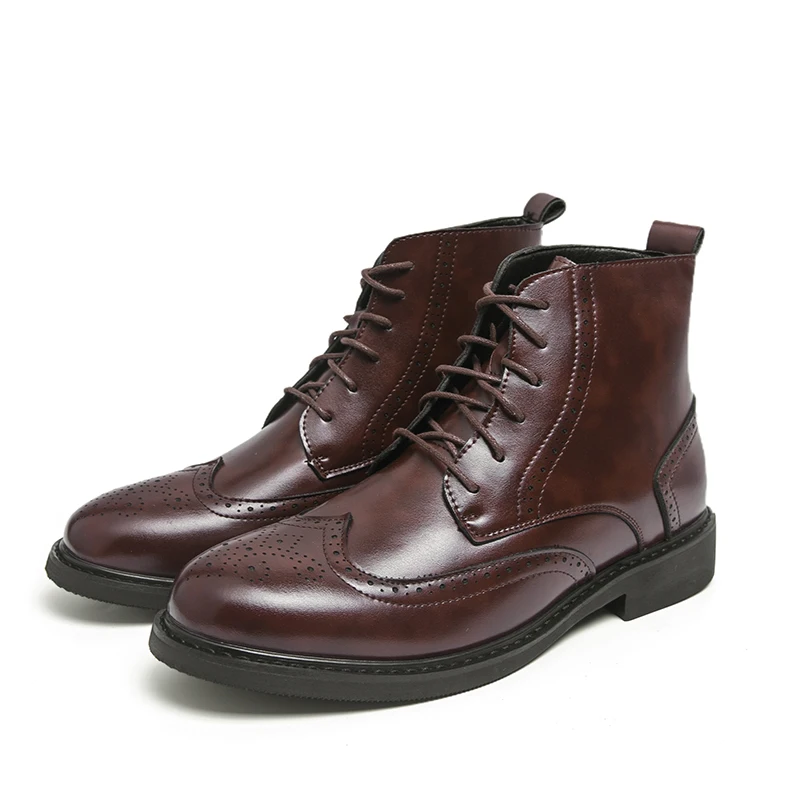 Fashion Party Leather Boots Men Cowboy Casual Leather Shoes Male Trend Chelsea Leather Shoes For Man Ankle Boots Male