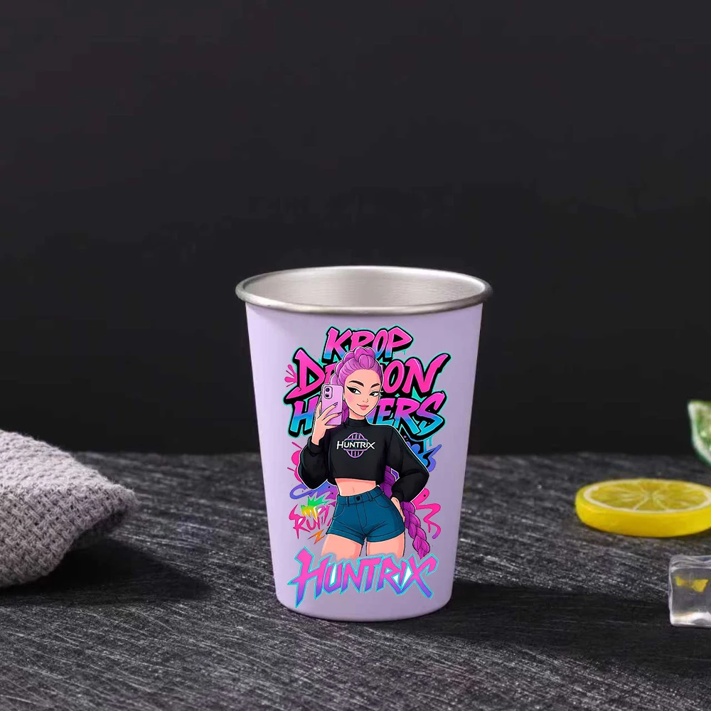 الأرجواني Kpop فيلم شيطان الصيادين الفولاذ المقاوم للصدأ كوب غسول الفم Kawaii ساجا بنين النمر 350 مللي صديق حفلة شرب كوب أفضل هدايا المهرجان #4