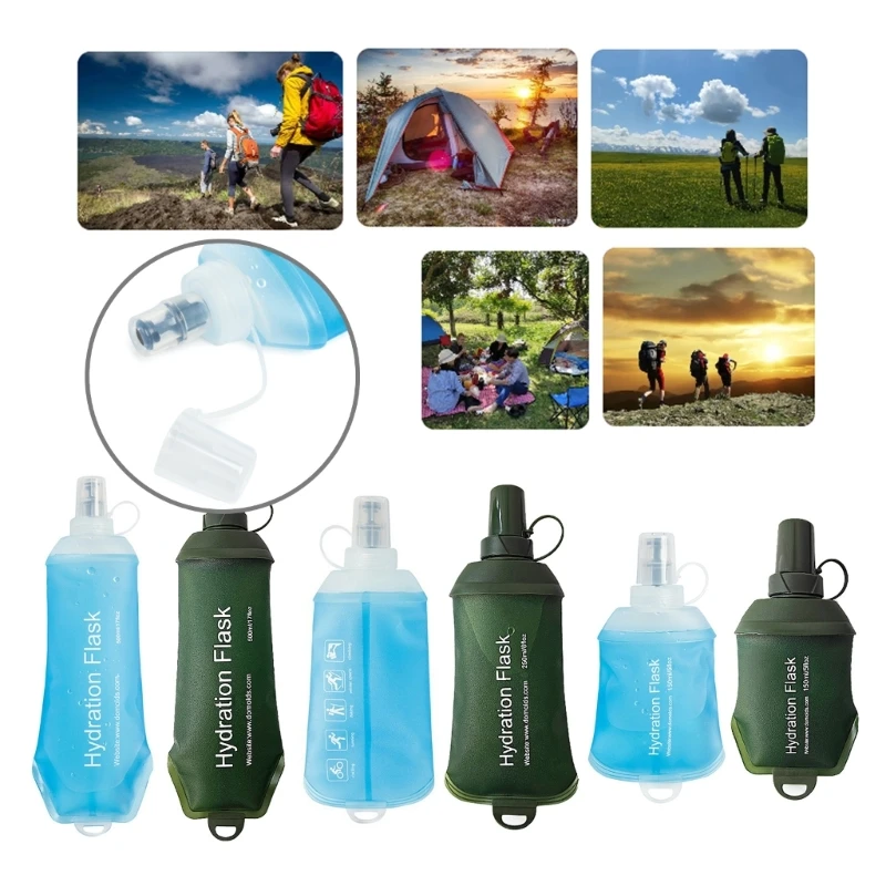 Imagem -01 - Garrafa de Água Extensível e Dobrável Garrafa Flexível e Reutilizável para Caminhadas Aventura Viagens Esporte ao ar Livre garrafa de agua extensivel e dobravel garrafa flexivel e reutilizavel para caminhadas aventura viagens esporte ao ar livre 01