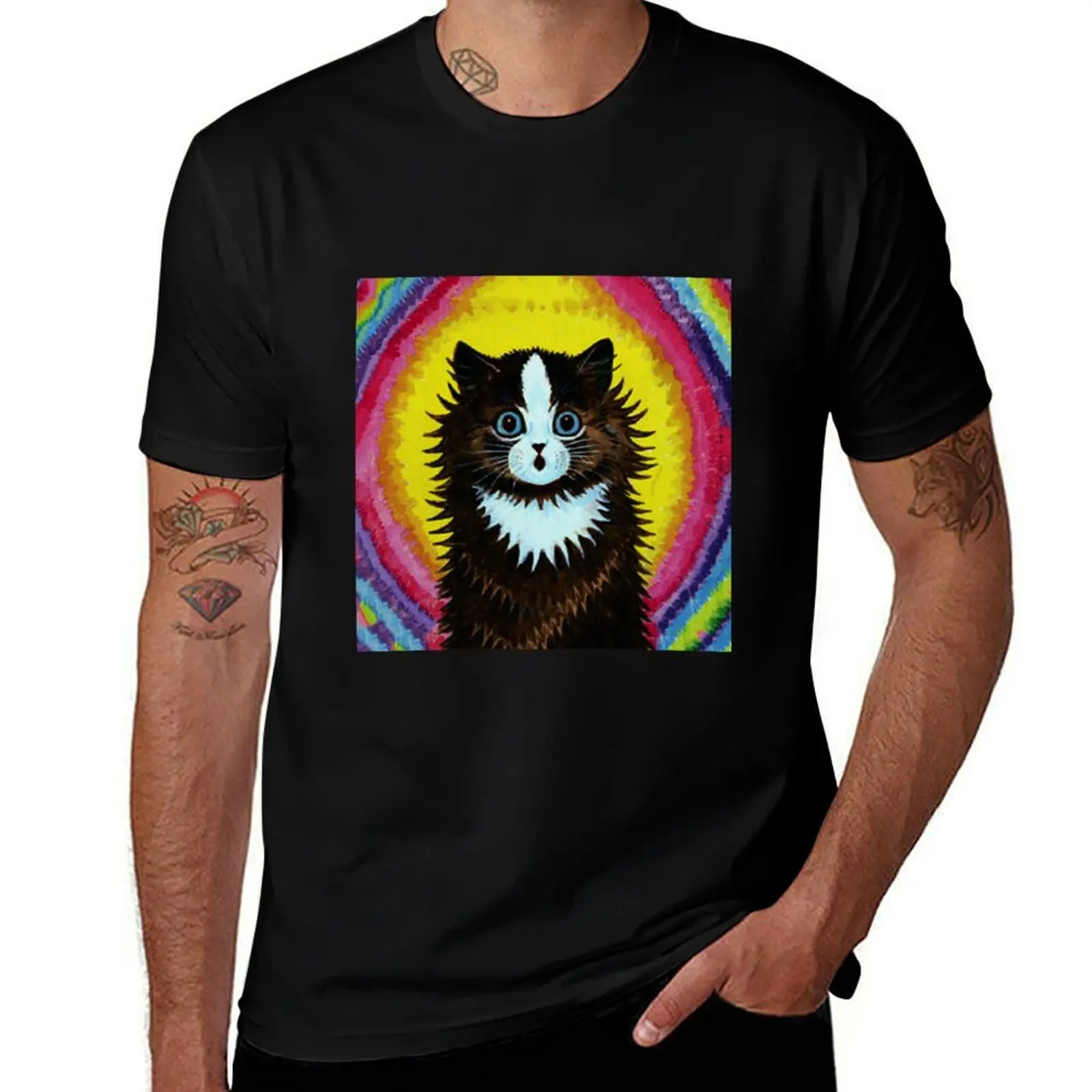 

TIE DYE RAINBOW & CAT - Louis Wain Cats T-Shirt t shirt man casual t shirt man cotton T-Shirt