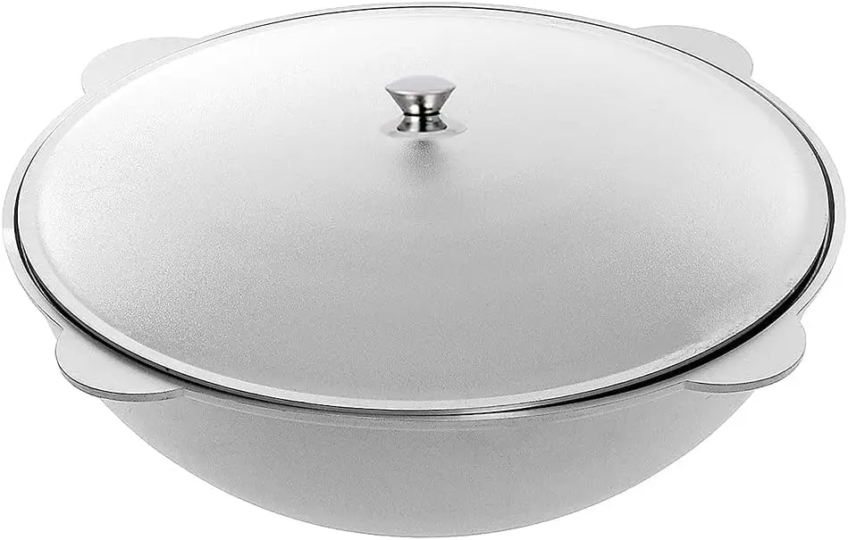 Литой алюминиевый азиатский котел с крышкой Алюминиевый казан, голландская кастрюля для духовки, походная посуда, кухонная кастрюля, сейф для духовки, серый ((15