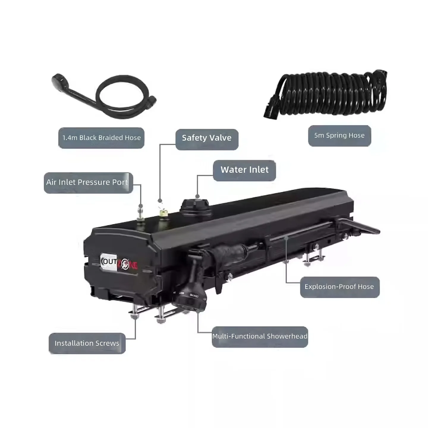 18L Durable Aluminum Alloy Roof Water Tank Water Storage Tankfor 4x4 Off-Road Outdoor Camping