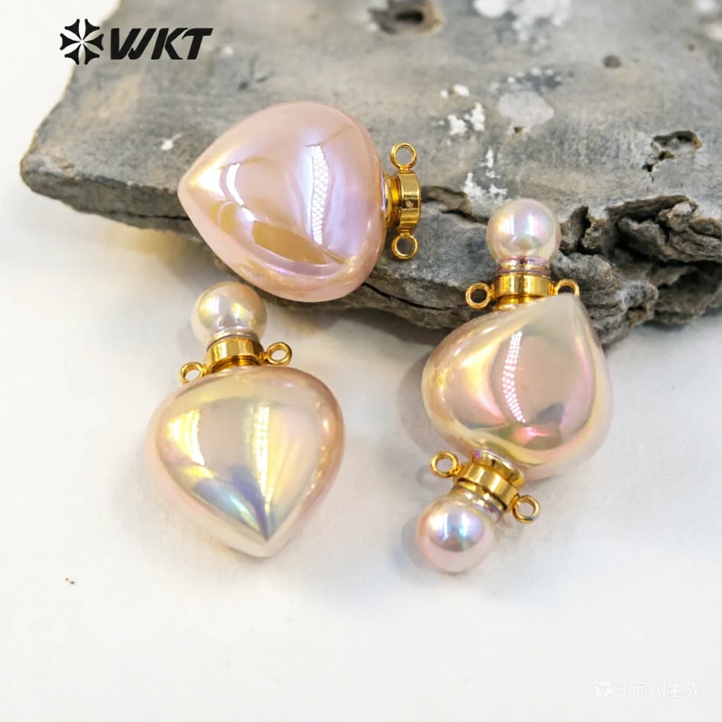 

WT-P1647 Удивительный новейший супермодный кулон-флакон для духов из натурального розового кварца с эффектом ауры для женщин, очаровательный дизайн украшения