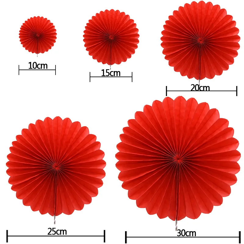 5pcs 10/15/20/25cm Paper Fan Pinwheel Round Lantern for Wedding Festival Party Hanging Flower Decor Birthday DIY Craft Supply 8z