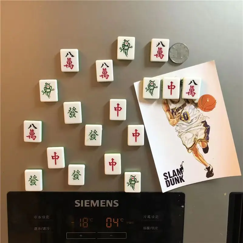 Refrigerator Magnet Creative Simulated Chinese Mahjong Magnetic Sticker Fridge Magnet Home Decoration Games Gifts Good Fortune
