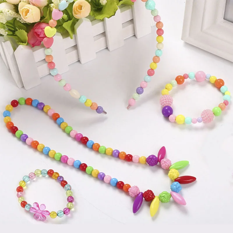 Children's Handmade Beaded DIY Handmade Bracelet Necklace Ornaments Accessories Colorful Beads Educational Toys For Girls Gifts