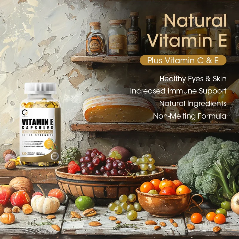 Vitamin E 180mg (400 IU) Dietary Supplement for Antioxidant Support Immune , Anti-Wrinkle, Whiten Skin, Anti-aging Vegan Capsule