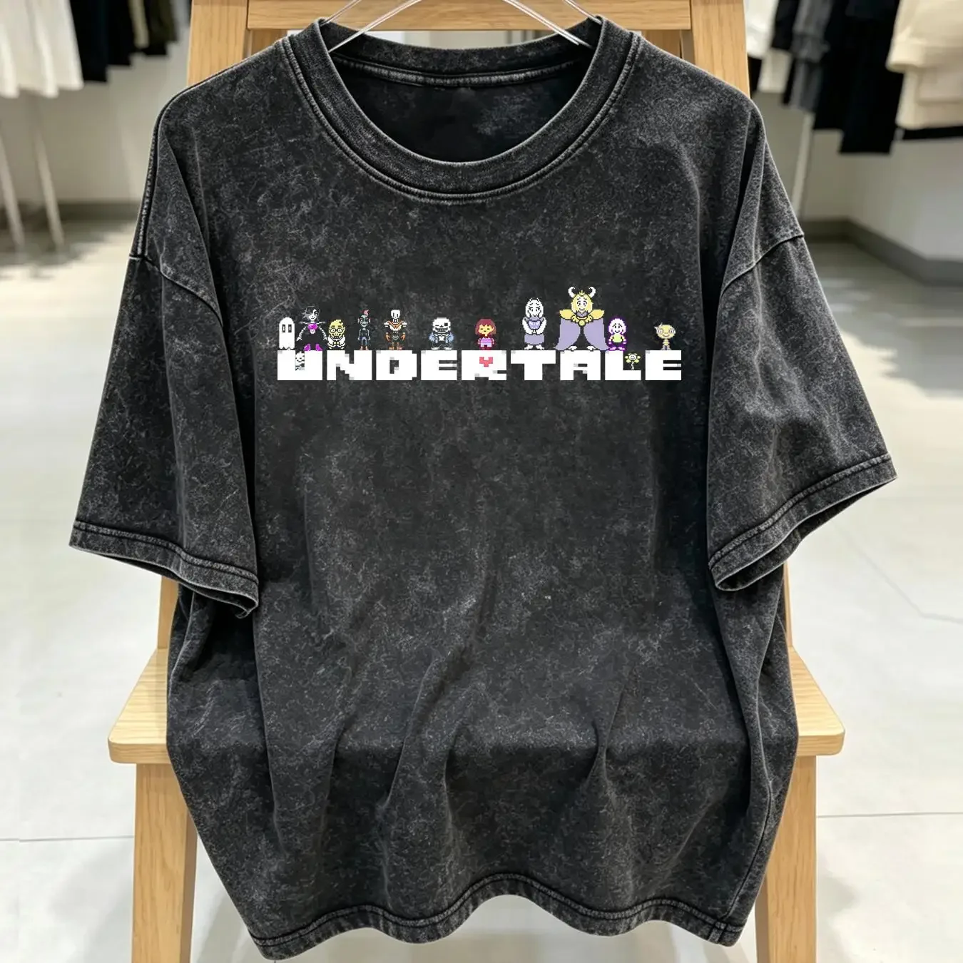 washed T Shirt UNDERTALE All figures Logo RPG Game Sans Asriel Papyrus Frisk Men's vintage Washed Casual Soft Stretched