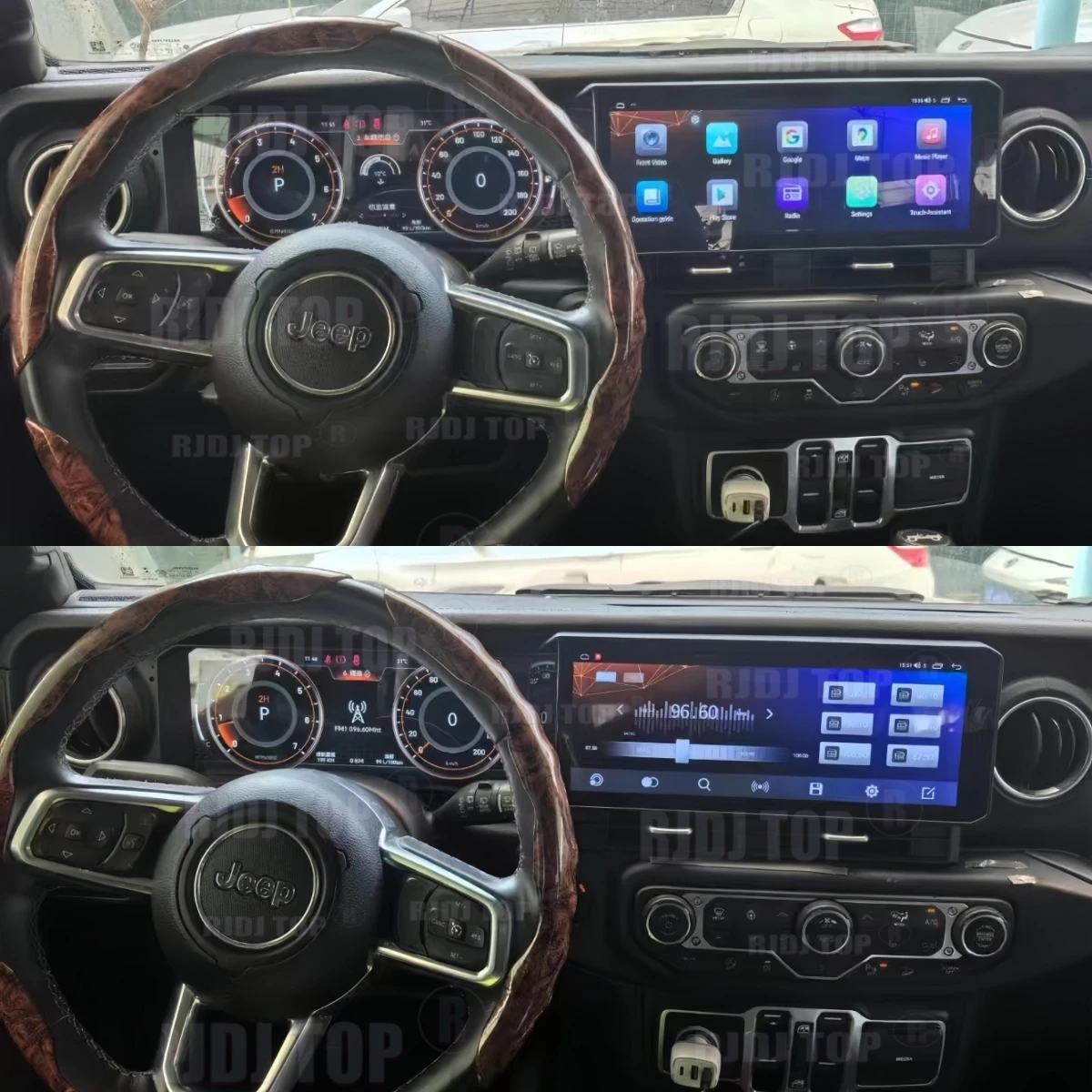 12.3 inch New Dual Screen Upgrade For Jeep Wrangler JL 2019-2023 Android Multimedia Radio LCD Dashboard Digital Cluster Carplay