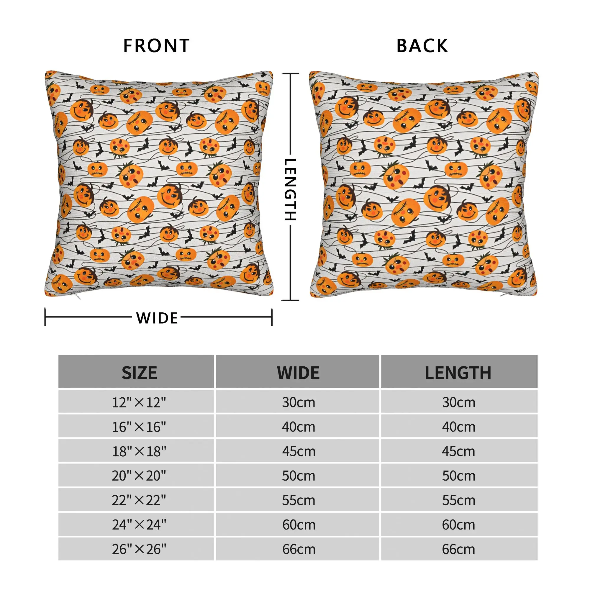 Cartoon Halloween Pumpkin Bat Seamless Pattern Pillow Cover  Soft Cushion Cover Retro Trendy Pillow Case For Bedroom Home Decor