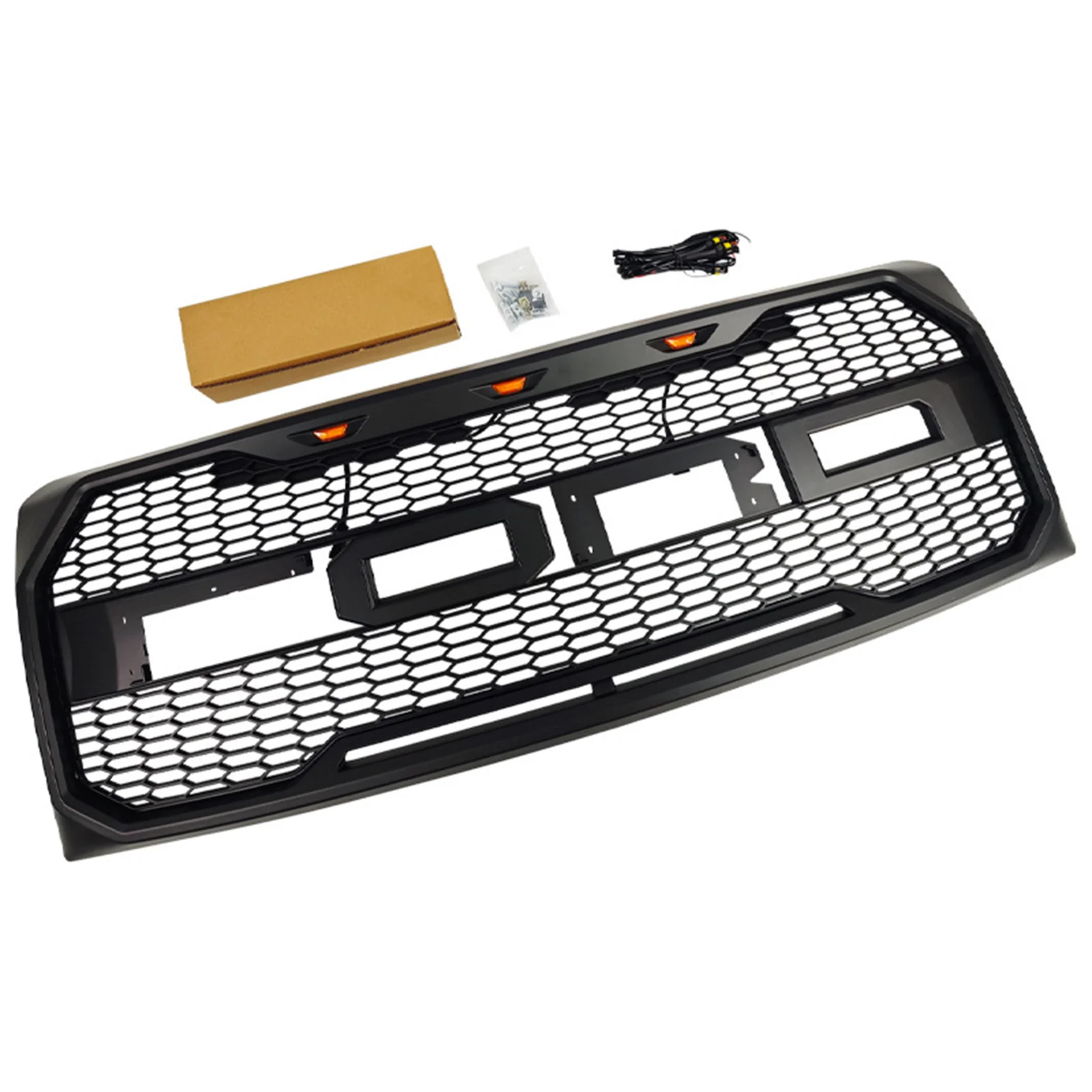 For 2009-2014 Ford F150 F-150 Raptor Style Grille Front Grill with Light Matte Black