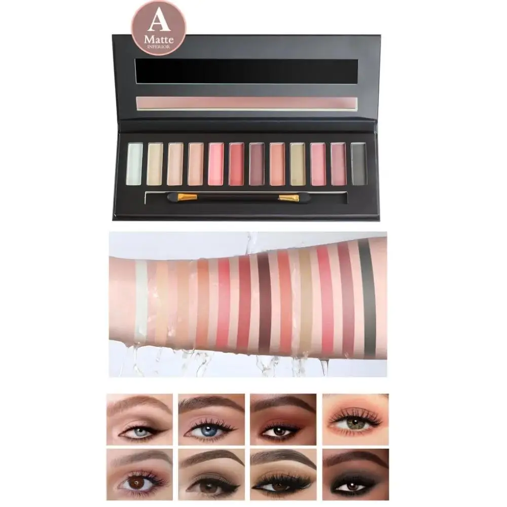 Trendy Matte Pearlescent Eyeshadow Palette 2 In 1 Blush Highlighter Contour Kit Long Lasting Vegan Makeup Essentials