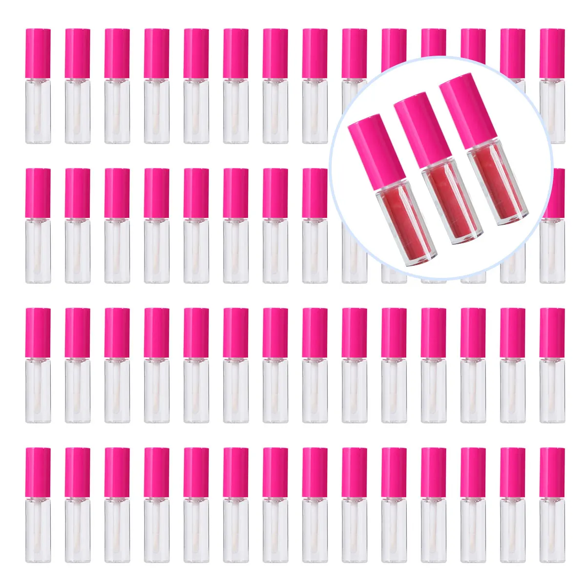

100 pcs Gloss Bottle Transparent Lip Bottle Travel Size Subpackaging Container For Lip Dye Liquid Ladies Girls Rosy
