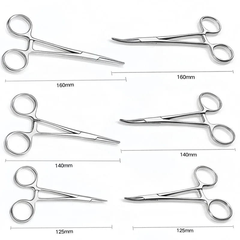 Dental Stainless Steel Needle Holder Medical Forceps with Curved Tips and Hemostatic Clamp Surgical Tissue Suture Removal Scisso