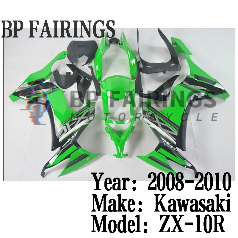 For Kawasaki Ninja ZX10R 08 09 10  fairing kit free custom fairings 2008 2009 2010 ZX-10R Bodywork set Green Black