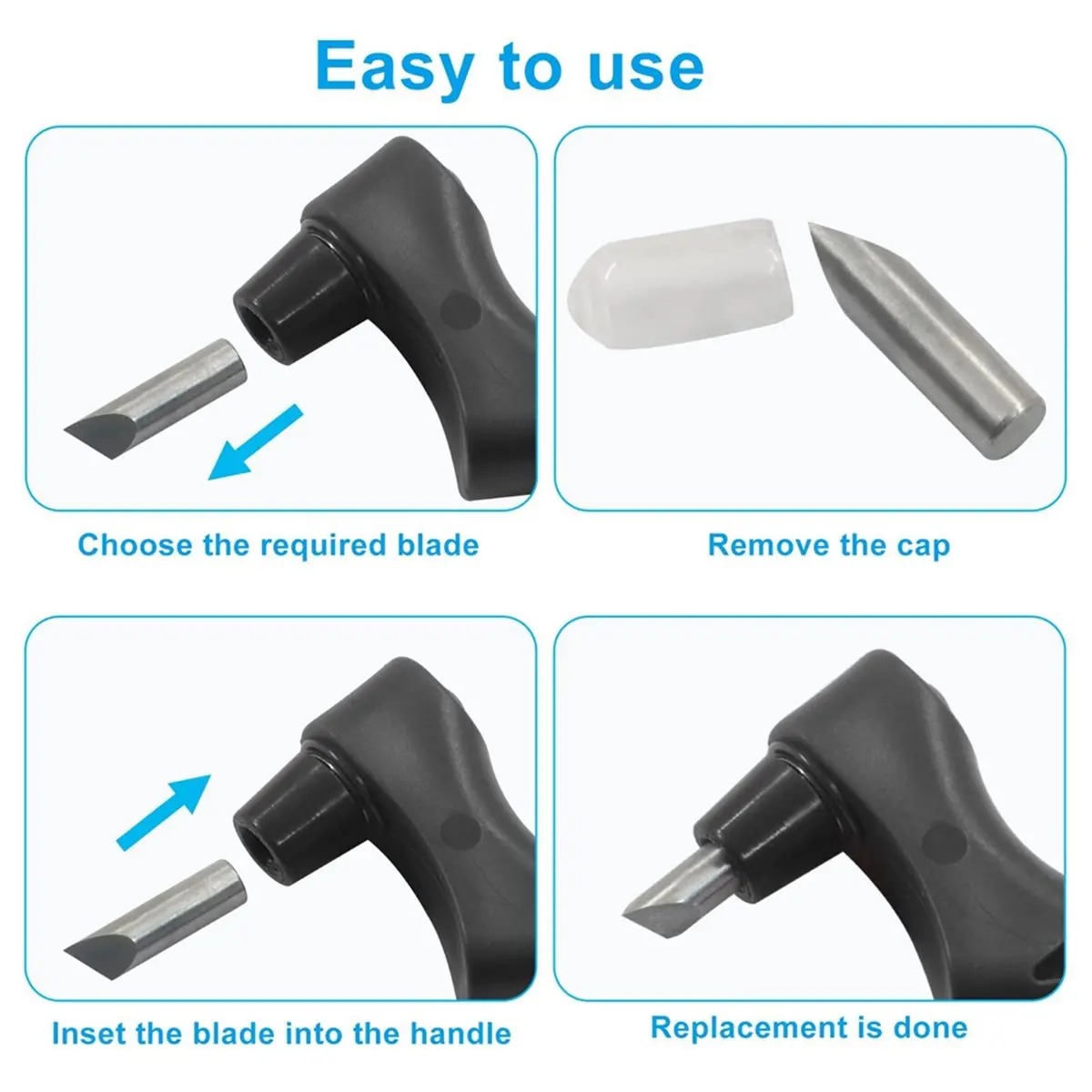 Craft Cutting Tools, Rotating Blades Stainless Steel Cutter Pen with 15, 30, 45 Degree Blades for DIY Crafts, Stencils