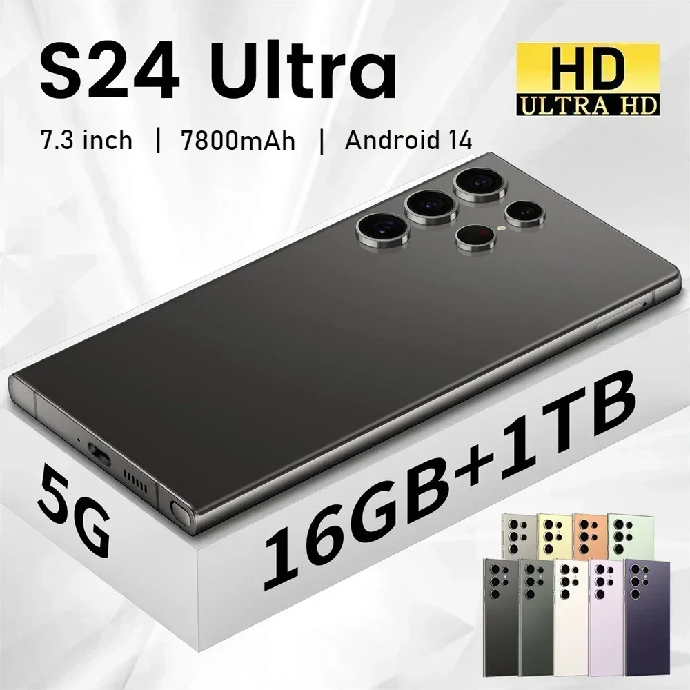 S24 Ultra Mobile Phones 7.3HD Original Smartphone 5G Dual SIM Android 14 Cell Phone Snapdragon 8 gen 3 Global Version Cellphones