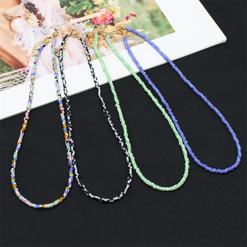 Bohemia Colorful Seed Beads Initial Choker Women Colar Collar Necklace Fashion Beach  Femme Jewelry Gift Wholesale